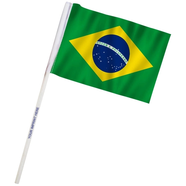 4" x 6" Brazil Imprinted Staff Polyester Stick Flags