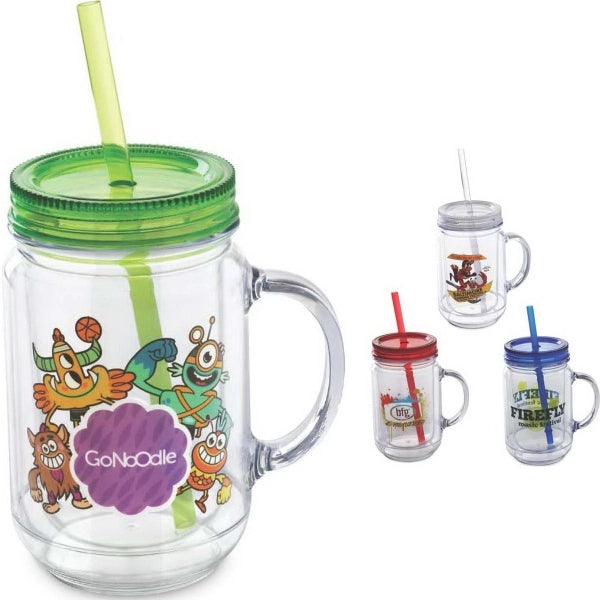 Genie 20 oz. Double Wall Mason Jar Style Acrylic Mug