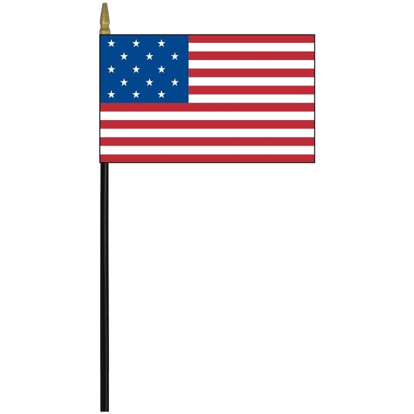 Star Spangled 4" x 6" Staff Mounted Nylon Stick Flag