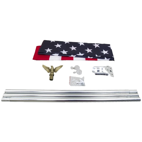 Silver Promotional Home Set with 3' x 5' Cotton US Flag