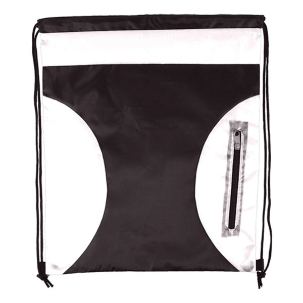 Multi Color Drawstring Backpack w/ Side Zipper Two-Tone Bags