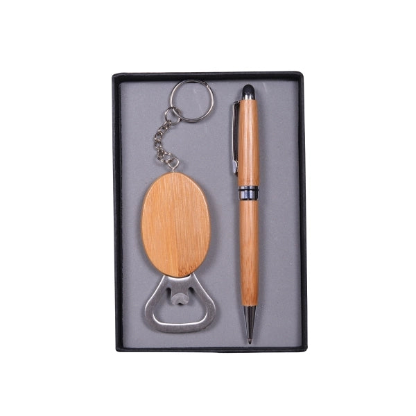 Bamboo Pen and Bottle Opener Set