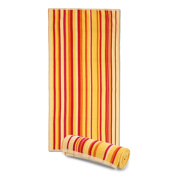 30x62 MultiC Orange Terry Velour Cabana Stripe Beach Towels