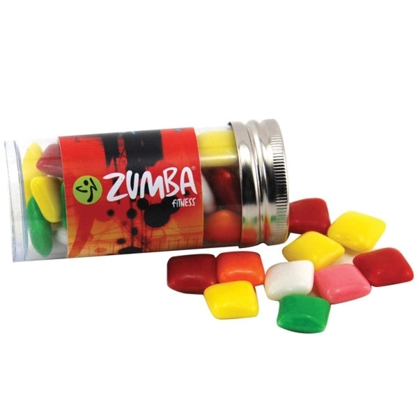 Mini Chicklets Gum in a 3 " Plastic Tube with Metal Cap