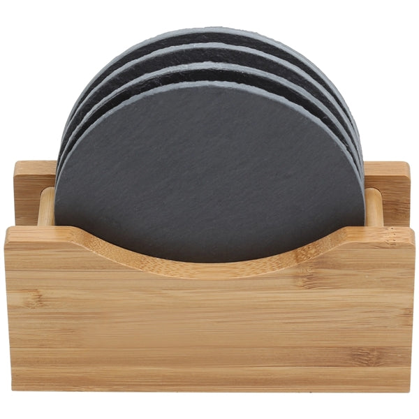 Bamboo + Slate Coasters (Round)