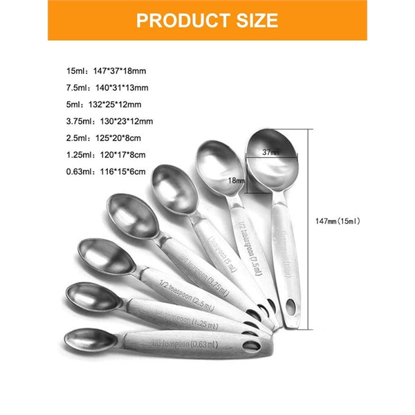 Oval Stainless Steel Metal Measuring Spoons Set