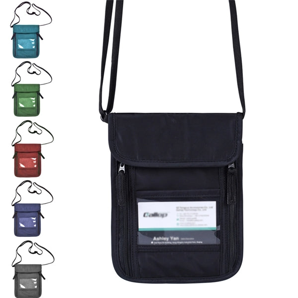 Travel RFID Passport Holder Neck Pouch Wallet