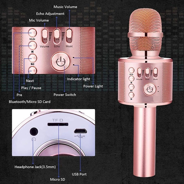 5-In-1 Portable Bluetooth Wireless Karaoke Microphone
