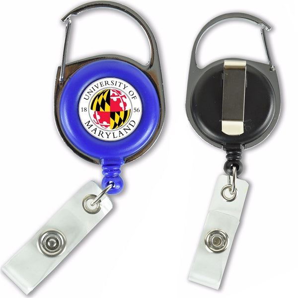 Retractable Carabiner Round Badge Reel w/ Belt Clip