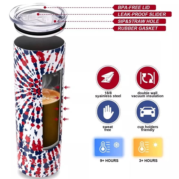 20 Oz Tie Dye Stainless Steel Skinny Tumbler