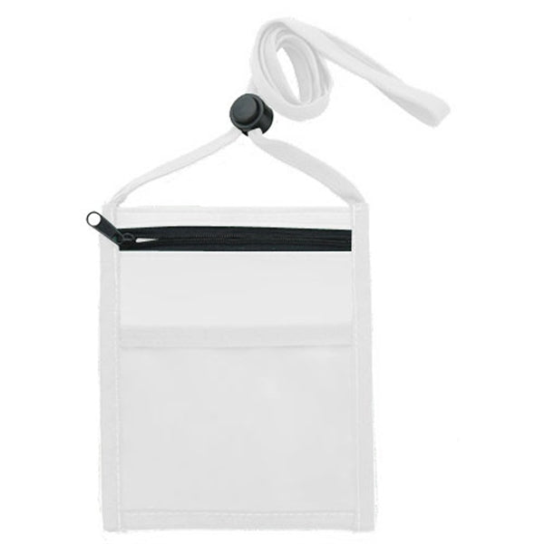rPET Neck wallet Event Pouch w/ Front Zipper & 3/8" Lanyard