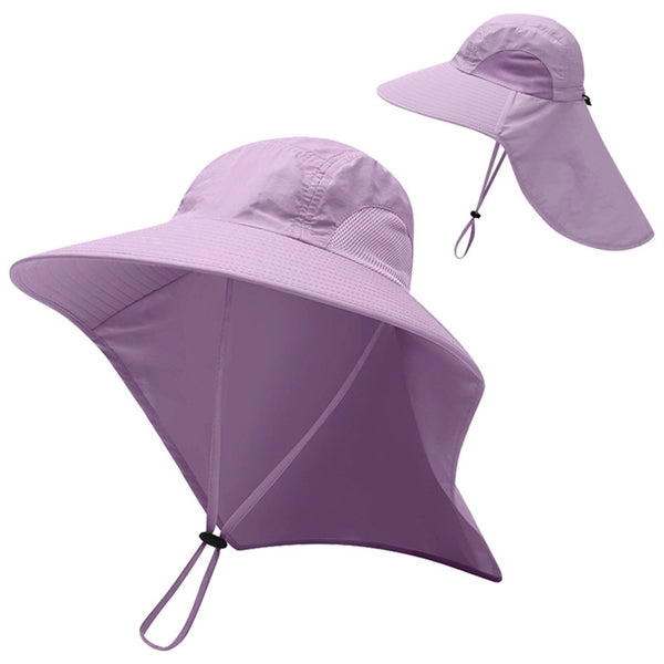 Wide Brim Sun Hat With Neck Flap