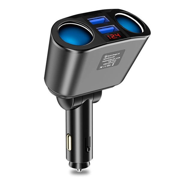 Usb Car Charger With 2 Sockets Cigarette Lighter Splitter
