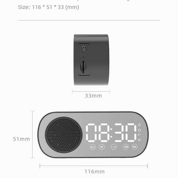 New Wireless Bluetooth Speaker Clock Dual Alarm