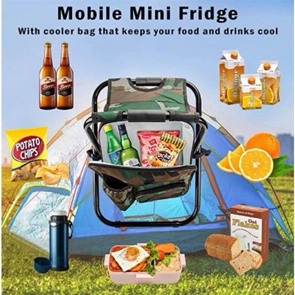 Folding Stool Backpack Insulated Cooler Bag