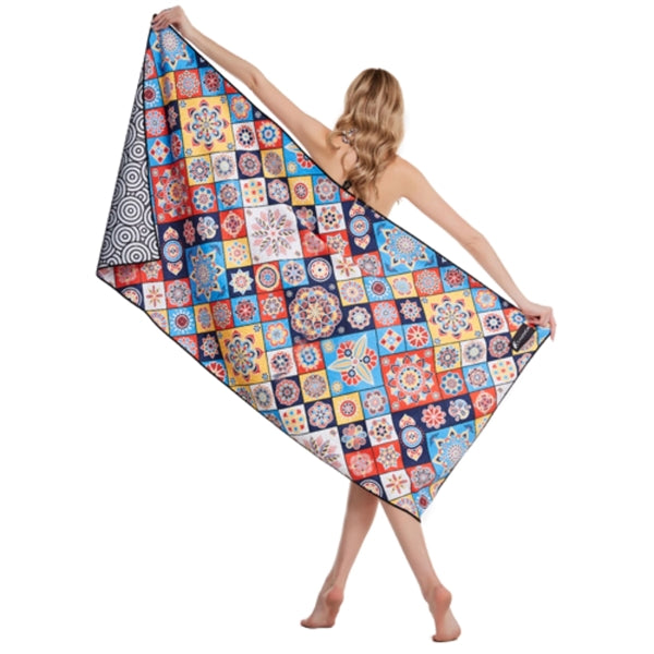 25"x 50" Sublimated Sand Proof Waffle Microfiber Beach Towel