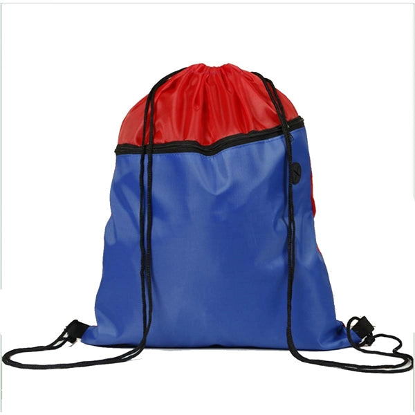 Oxford Cloth Drawstring Backpack With Zipper
