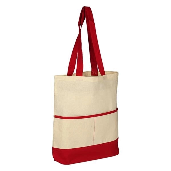 Color Accent Tote Bag with Front Pocket (14.5 x 17 x 3)