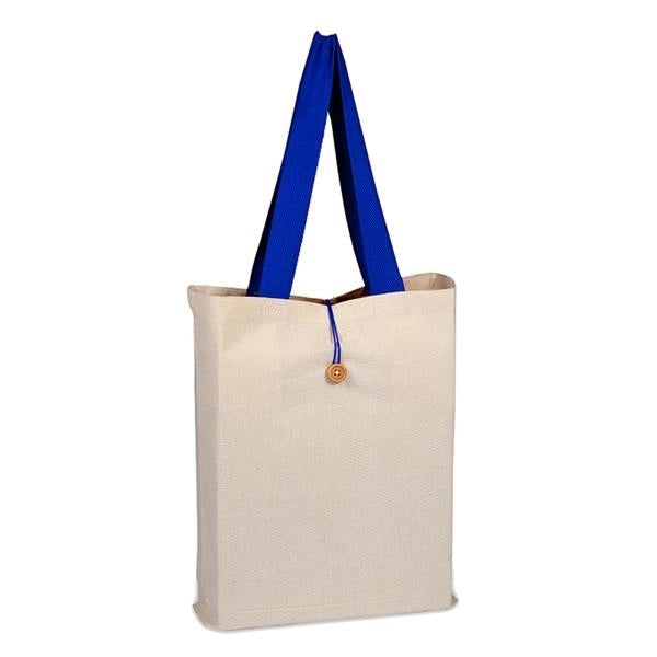 Button-Up Tote With Colored Handle (15 x 16 x 3)