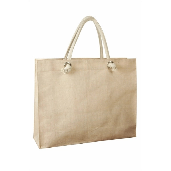Tote bag with Jute/Cotton Blended Fabric & Large Grommets