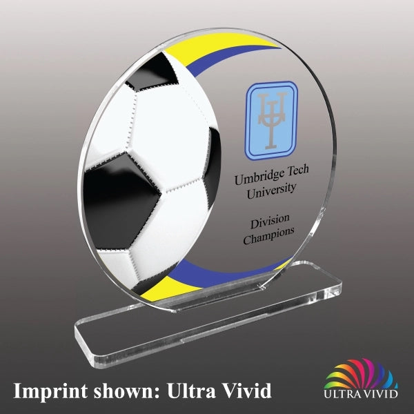 Soccer Themed Acrylic Award - Ultra Vivid Color