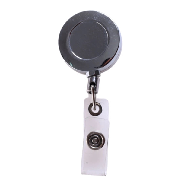 Zinc Alloy Concave Round Badge Reel Holder w/ Bulldog Clip
