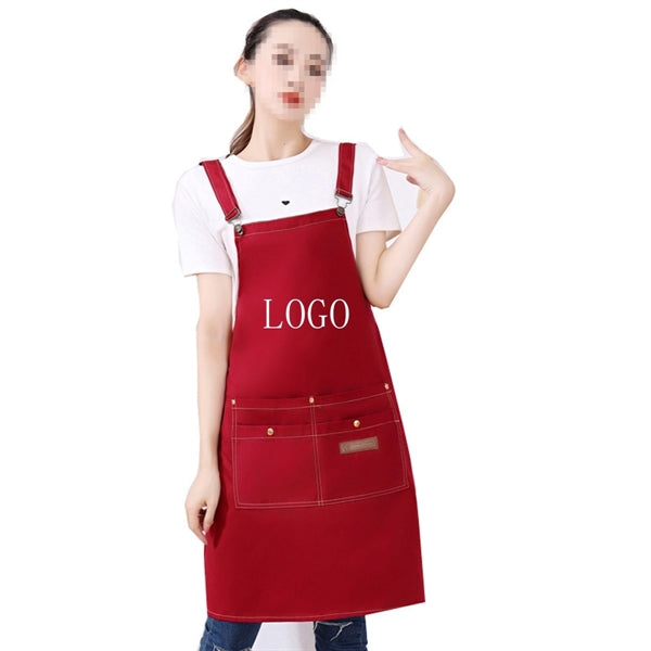 Work Apron Canvas Cross Back Straps Large Pockets