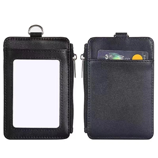 Leather Id Badge Holder With Lanyard