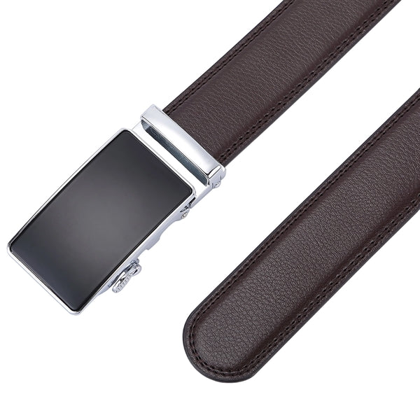 Men'S Leather Dress Belt Automatic Ratchet Buckle