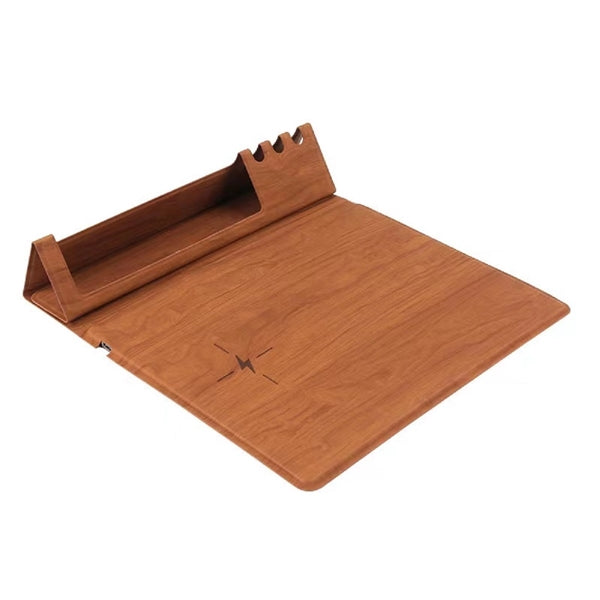 Pu Leather Fast Wireless Charger Mousepad Pen Holder
