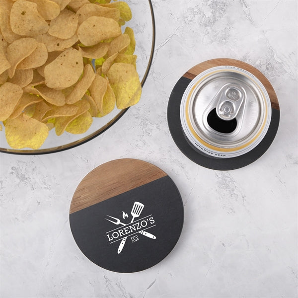 Nightfall 2 Pc. Slate & Acacia Wood Coaster Set