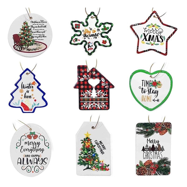 Full Color Printed Ceramic Ornament with Rope