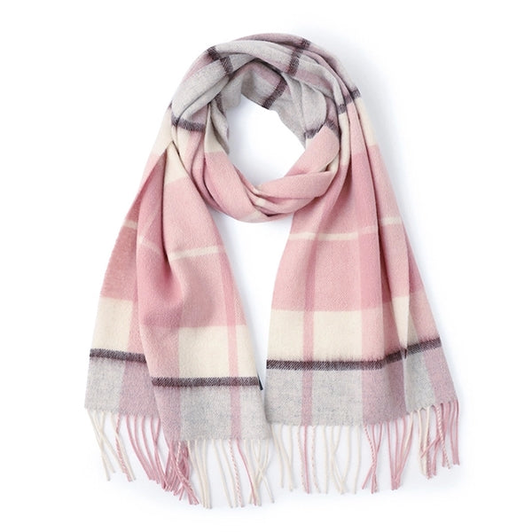 Woolen Plaid Pattern Tartan Winter Scarf with Tassels