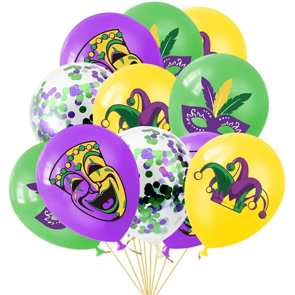 Mardi Gras Balloon Decoration 12"