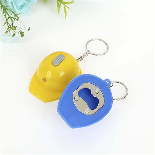 Helmet-shape Bottle Opener Keychain With Flashlight