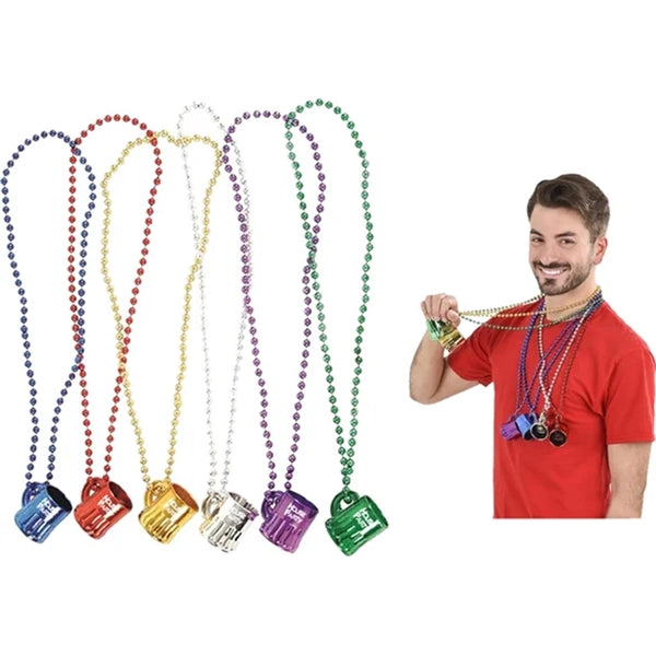 Imprinted Beer Mug Bead Necklaces