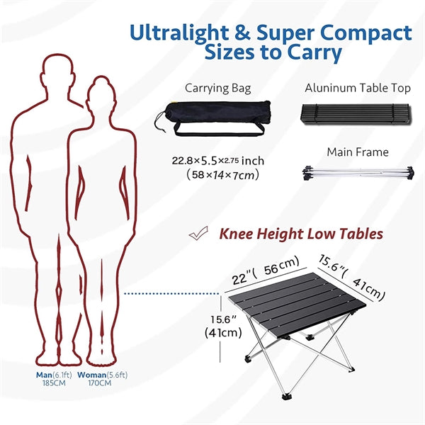 Portable Folding Camping Table 22''*16.1''*16.1''