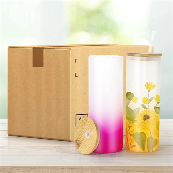 18 OZ with Bamboo Lid and Glass Straw