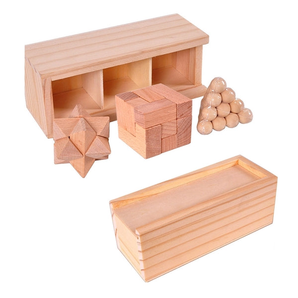 Wooden Brain Teaser Puzzle Set