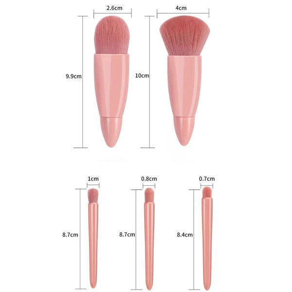 Mini 5 Piece Makeup Brush Set with Mirror
