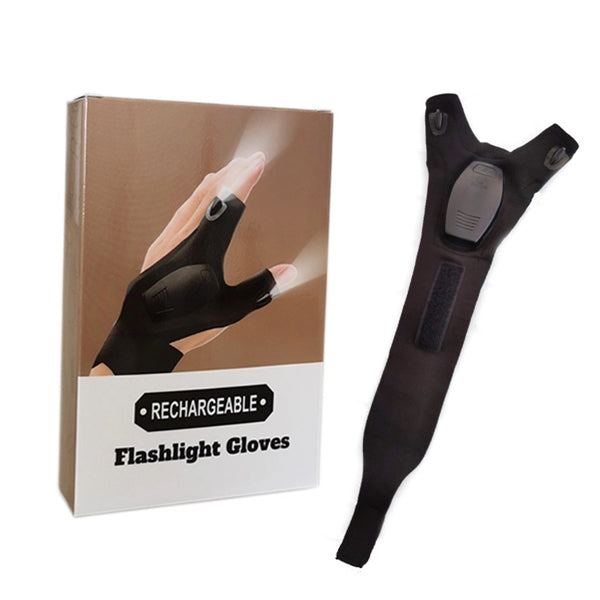 Rechargeable LED Flashlight Finger Gloves Waterproof Light