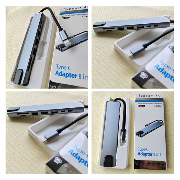 8 in 1 USB Type C HUB Adapter