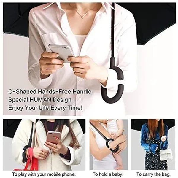 C-Shaped Handle Windproof Inverted Reverse Umbrella