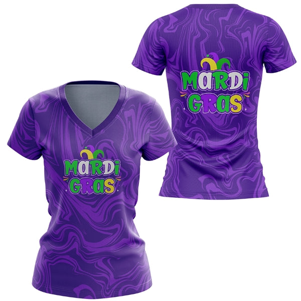 Women's 150 GSM Jacquard Mesh Short Sleeve V-Neck T-Shirt