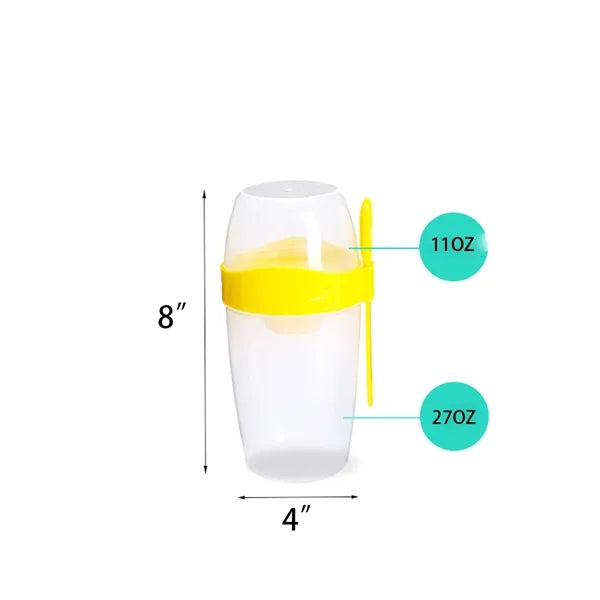 Plastic Double space Yogurt Container With Spoon