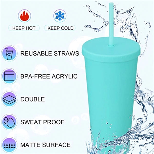 24Oz Colored Plastic Cups With Straws