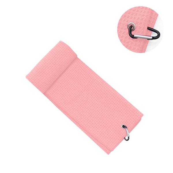 Microfiber Waffle Golf Towel With Carabiner Clip