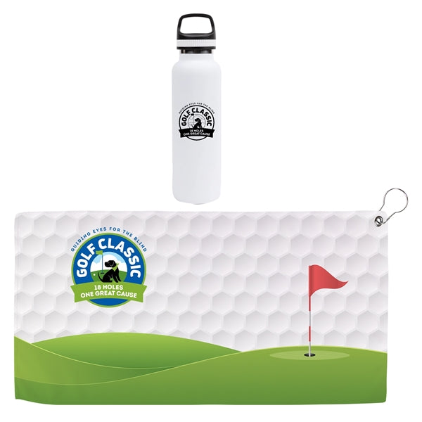 Hole in One Insulated Vacuum Bottle & Golf Towel Gift Set