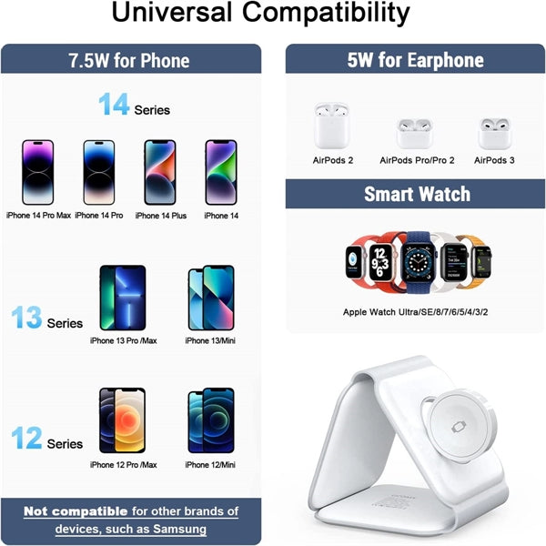 15W Fast 3-in-1 Foldable Magnetic Charger Station
