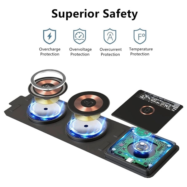 Transparent Foldable Wireless Charger Station 3 in 1